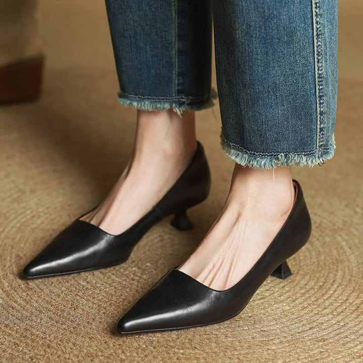 High Heeled Shoes Made of Genuine Leather