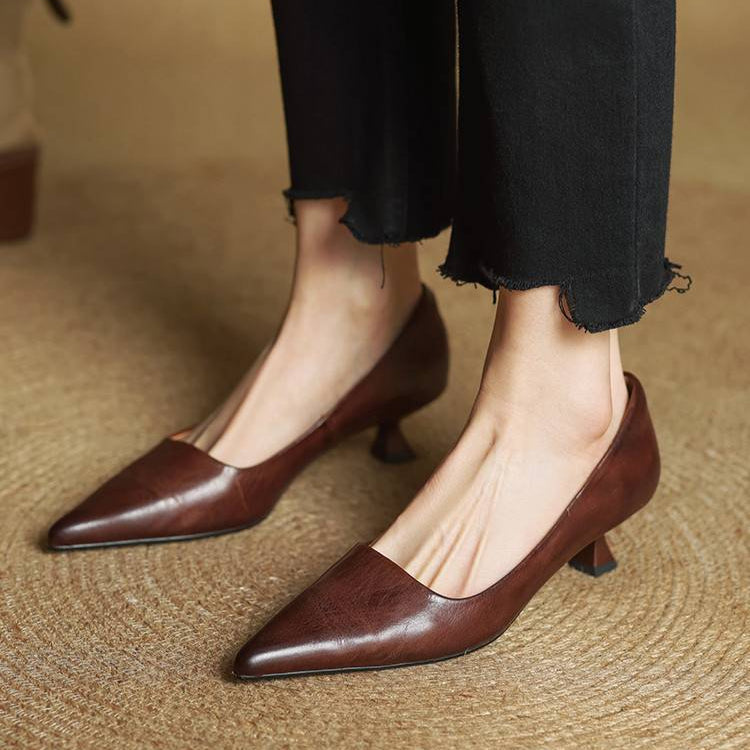 High Heeled Shoes Made of Genuine Leather