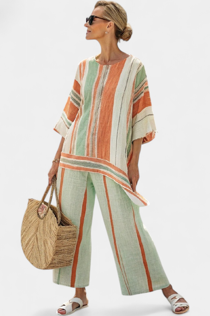Elisabetta – elegant asymmetrical top and wide-leg pants