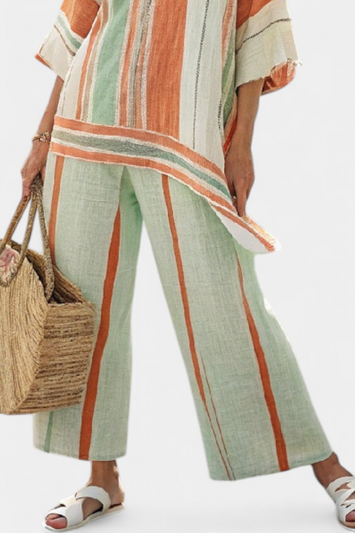 Elisabetta – elegant asymmetrical top and wide-leg pants