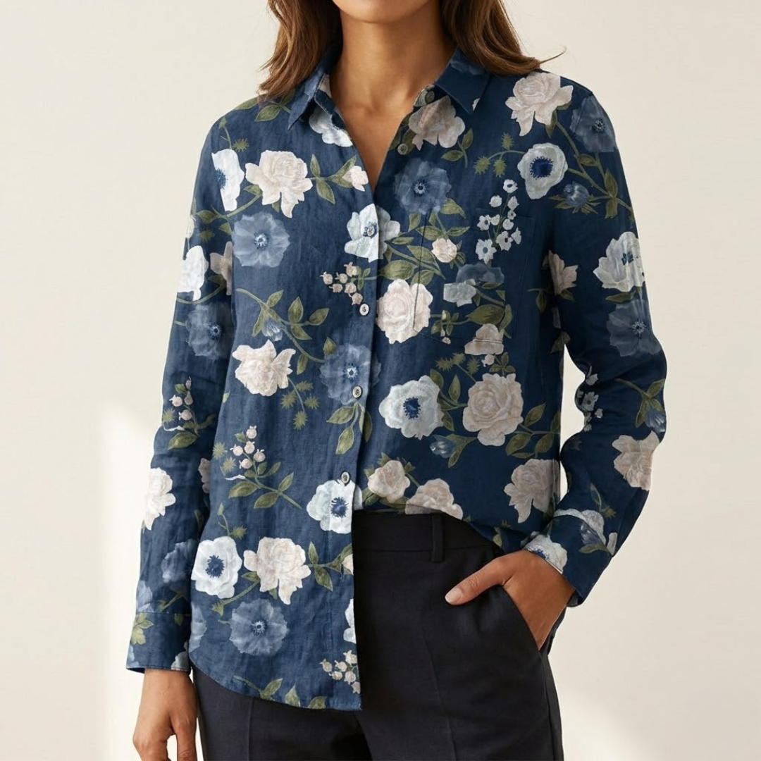 Martina – Linen Patterned Shirt