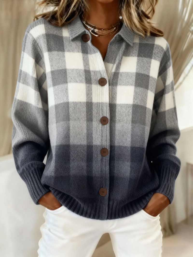 MARA | CHECKED WOOL-BLEND BLOUSE