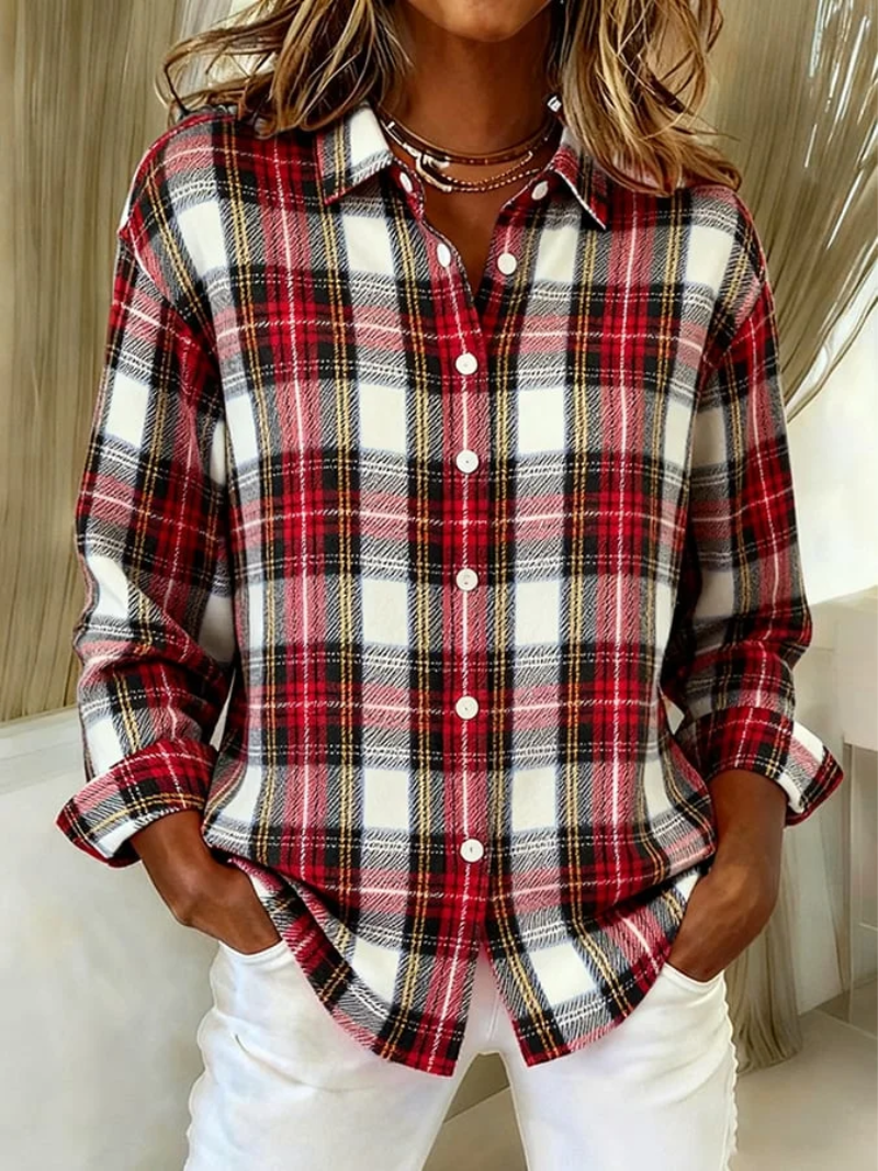 MIRA | WOOL-BLEND CHECK BLOUSE