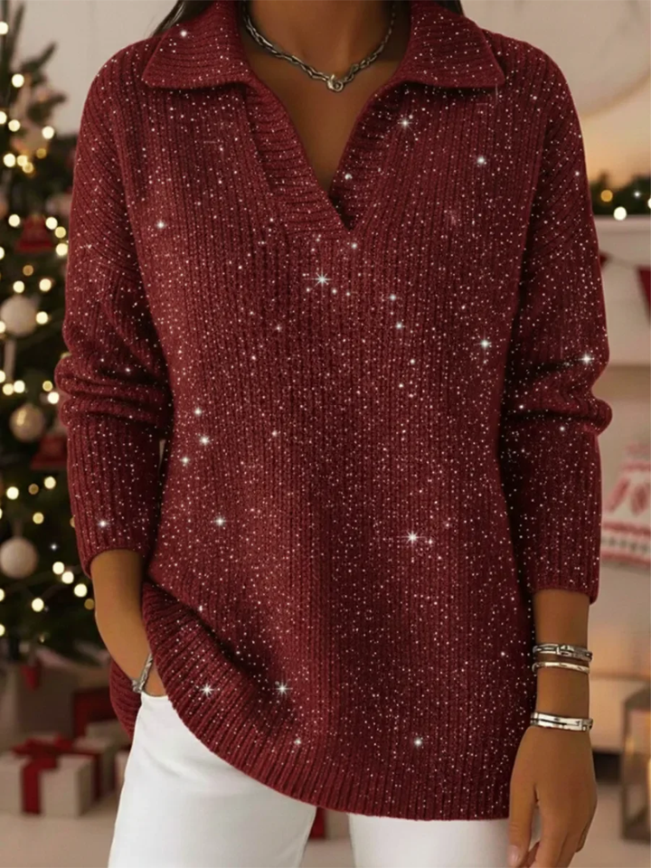 LIVIA | SPARKLING V-NECK SWEATER