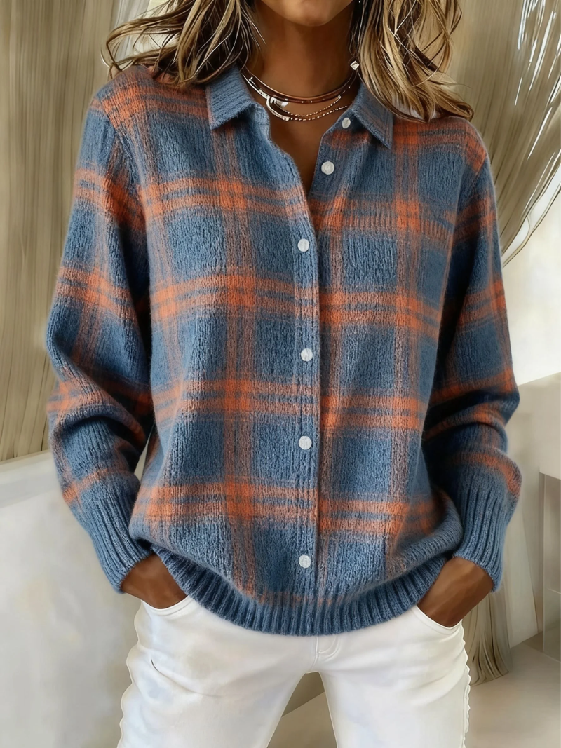 MIRA | WOOL BLEND CHECKED BLOUSE