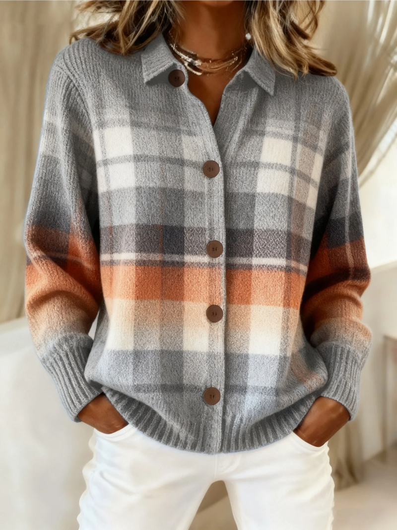 ELENA | CHECKED KNIT BLOUSE