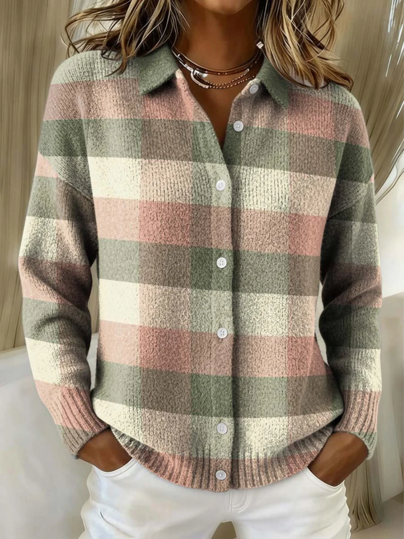 NORA | PASTEL CHECKED KNIT BLOUSE