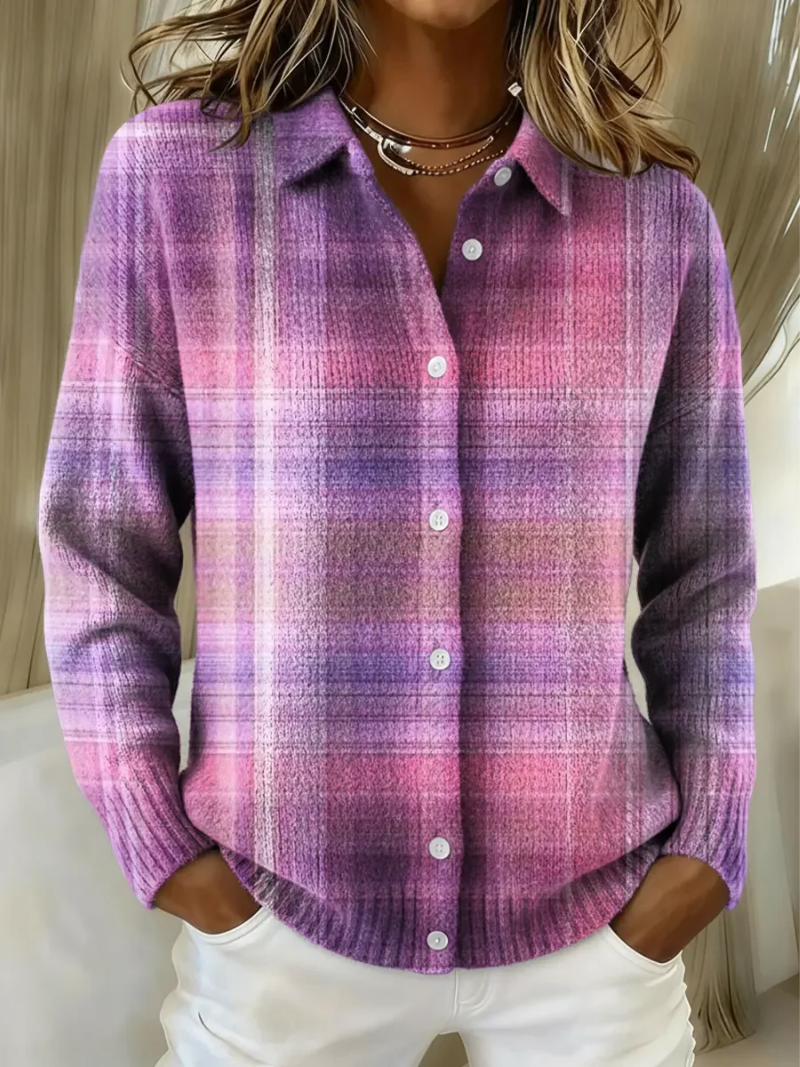 LUNA | CHECKED WOOL-BLEND BLOUSE