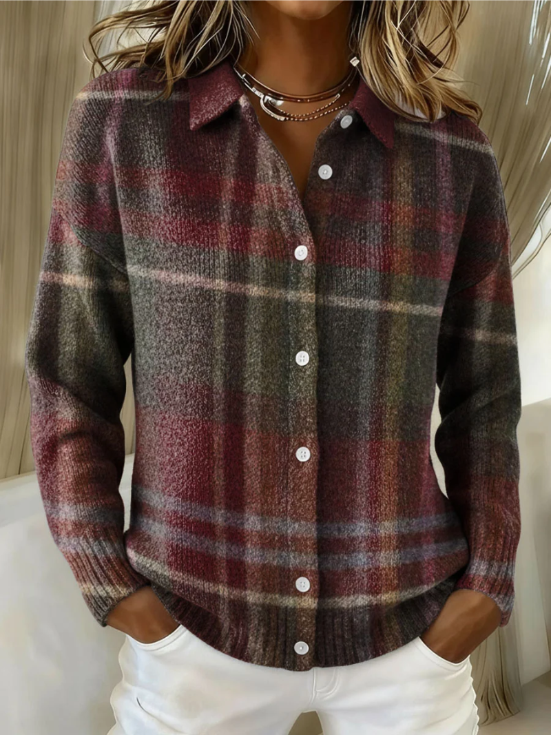 EMILY | WOOL-BLEND CHECKED BLOUSE