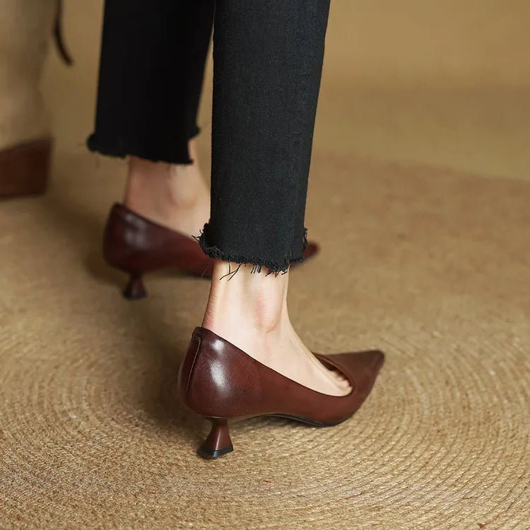 High Heeled Shoes Made of Genuine Leather