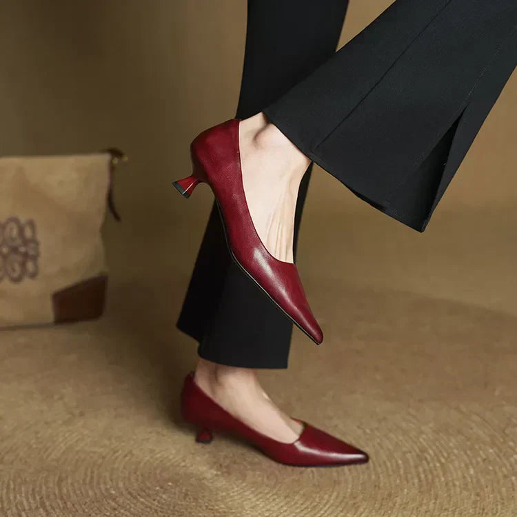 High Heeled Shoes Made of Genuine Leather