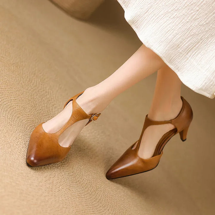 Triana Natural Leather Heels