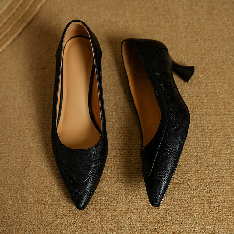 Elegant Natural Leather Heels Belle