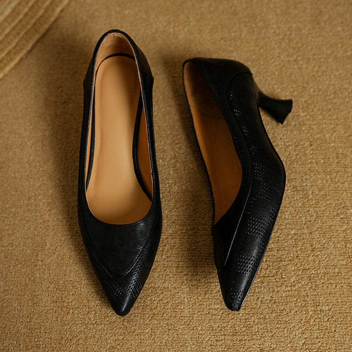 Elegant Natural Leather Heels Belle