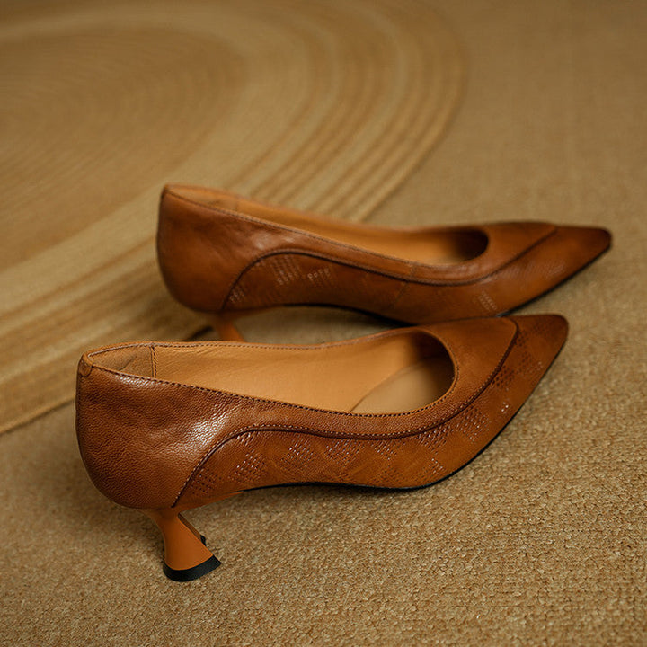 Elegant Natural Leather Heels Belle