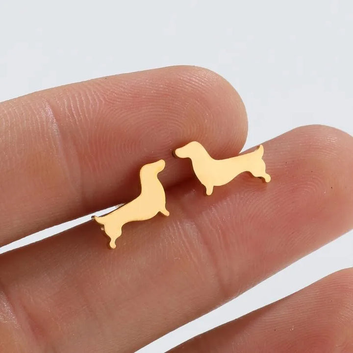 Dachshund Button Earrings
