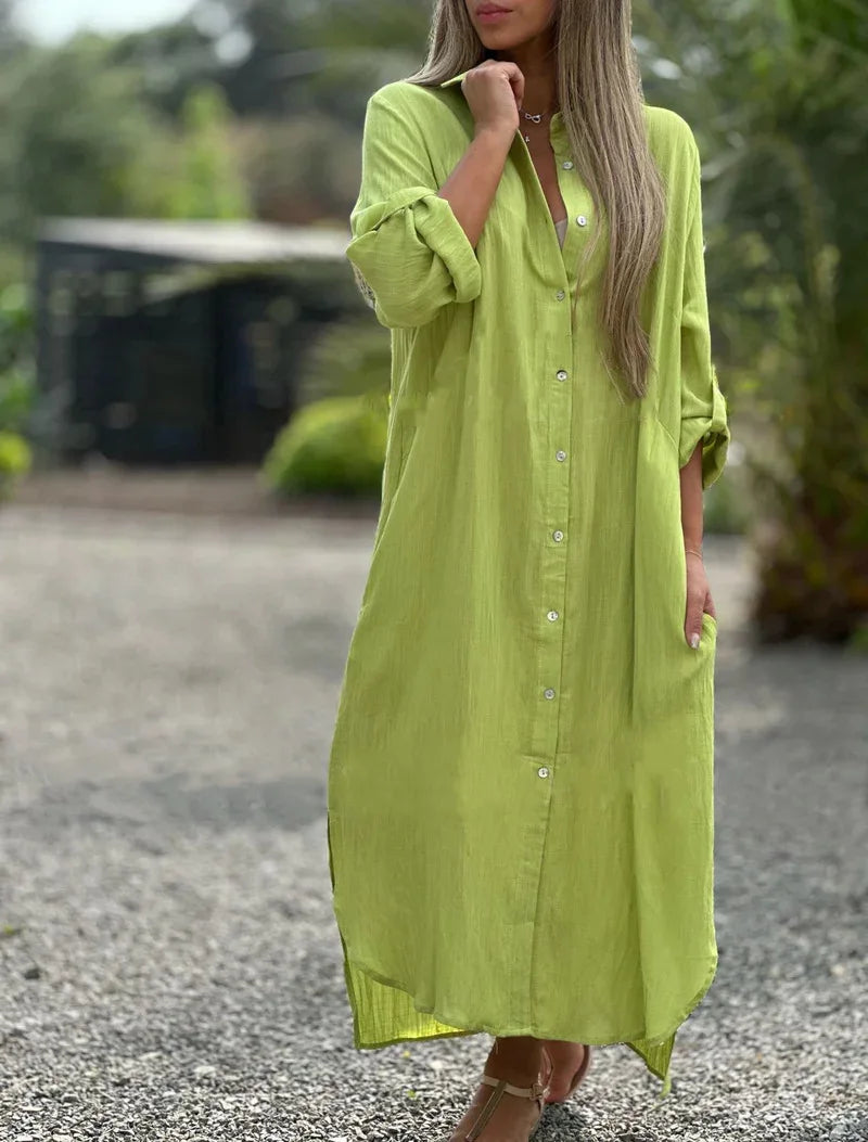 Joanne | Cotton Buttoned Maxi Dress