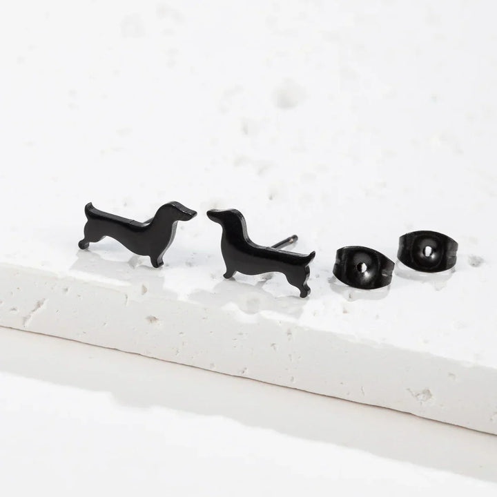 Dachshund Button Earrings
