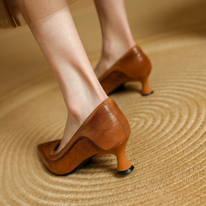 Elegant Natural Leather Heels Belle