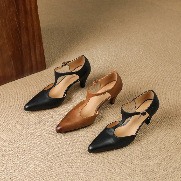 Triana Natural Leather Heels