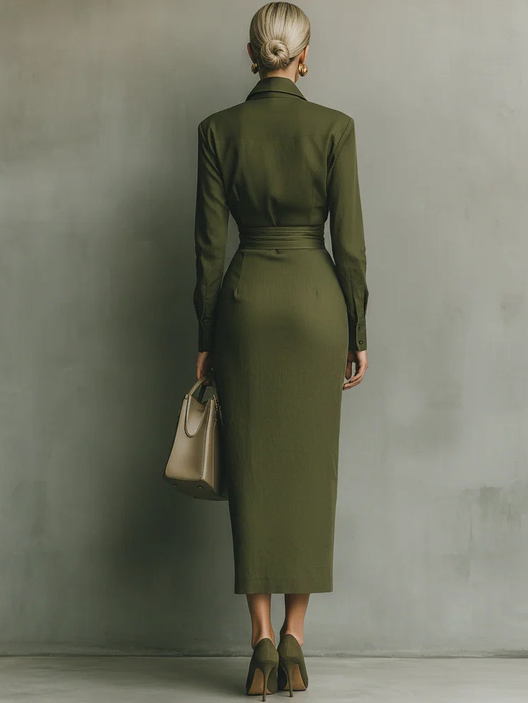 Kaelynne – Wrap Dress with Slim Collar