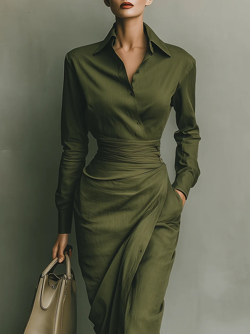 Kaelynne – Wrap Dress with Slim Collar