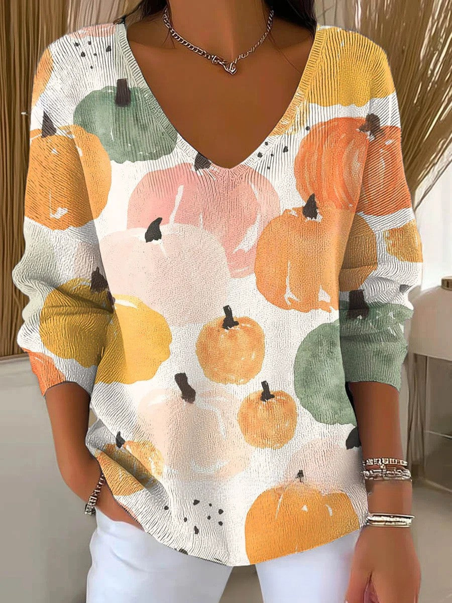 Natalie – Colorful Sweater with V-Neck