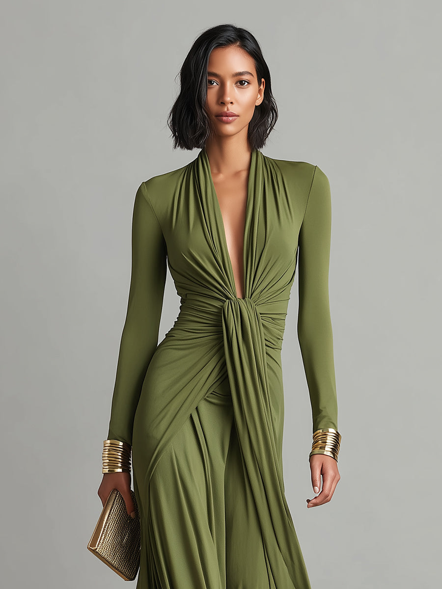 Geneviève | Robe Maxi en Soie Col V Profond