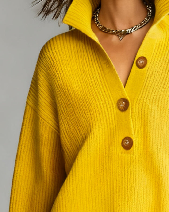 Janella - Elegant Three-Button Collar Sweater