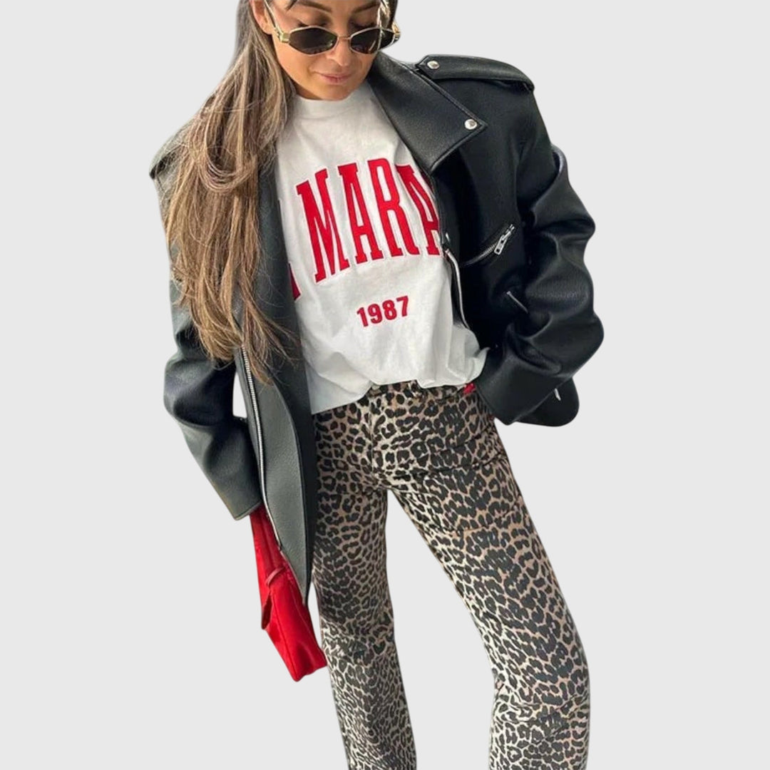 Clara | Vintage Jeans with Leopard Print