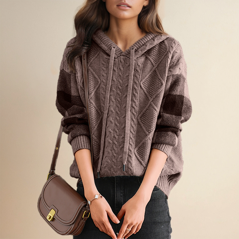 Emily | Cable Knit Hoodie Sweater