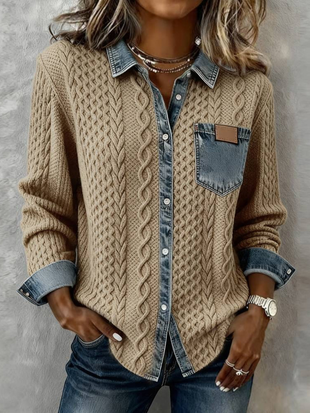 Pamela™ - Denim Cardigan-Long Sleeve