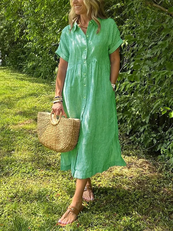 Bríghdín | Striped Shirt Maxi Dress