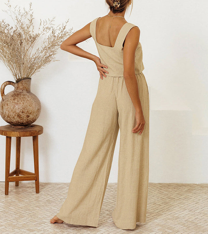 Megan - Minimalist Top Set and Wide Leg Pants