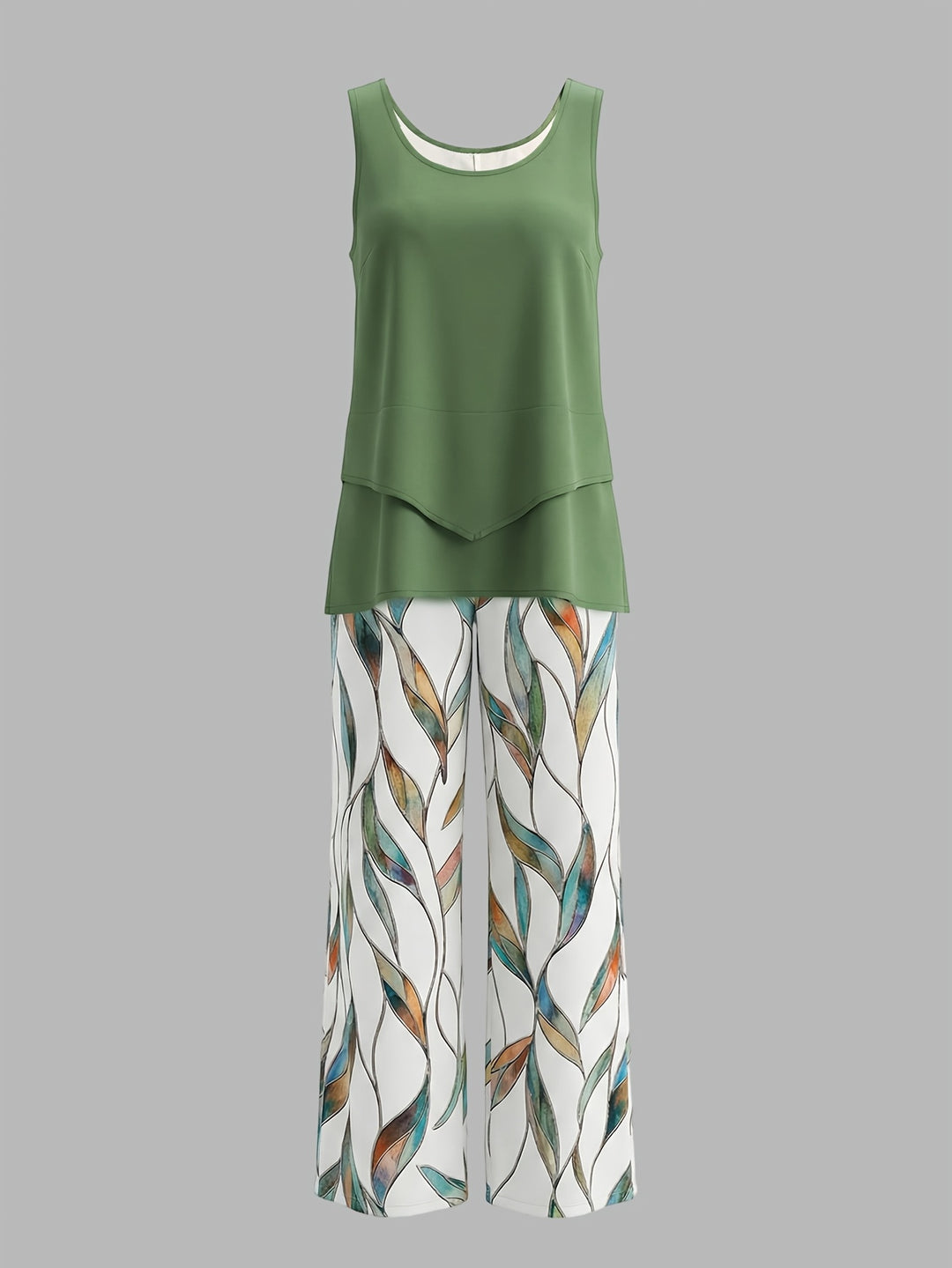 Women'S Casual Solid Short Sleeve Top And Floral Print Wide Leg Pants