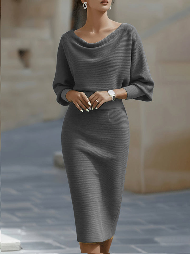Violet & Grace - White Draped Batwing Midi Dress