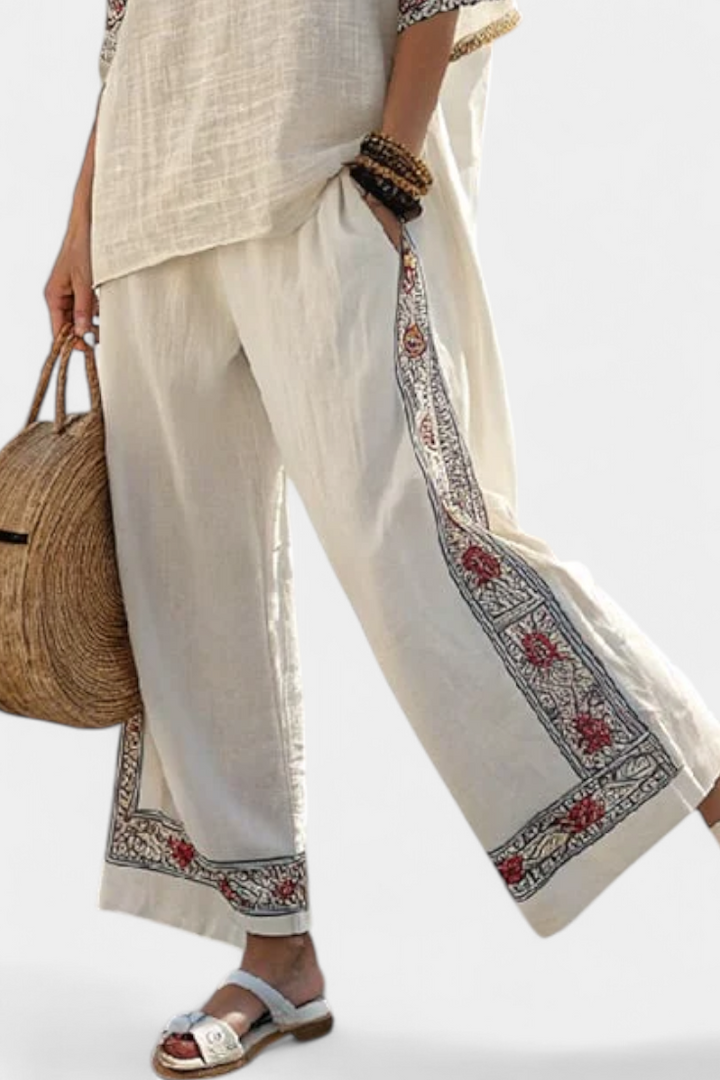 Tiziana – Essential Embroidered Blouse and Wide Pants