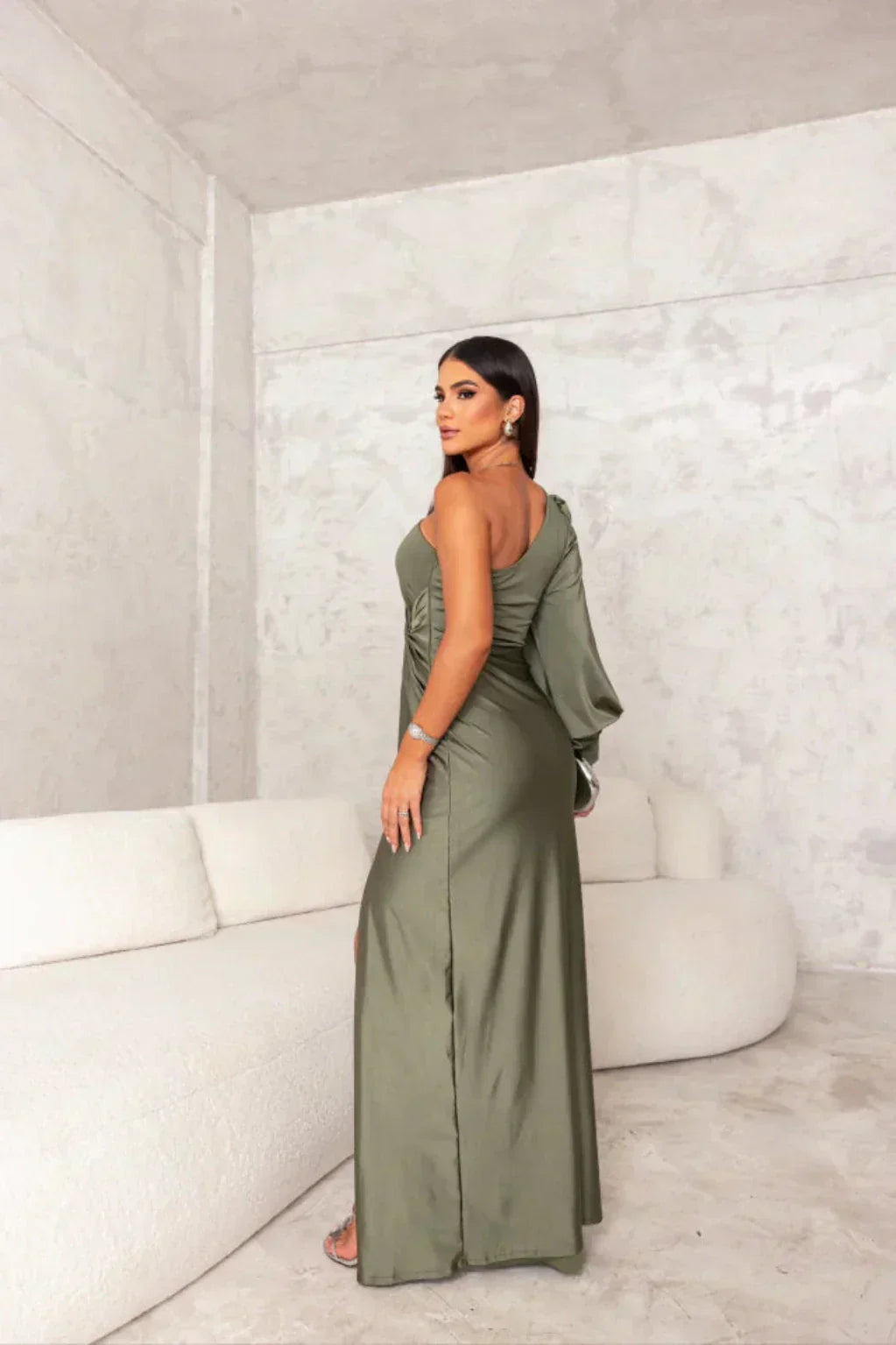 Estella - One-Sleeve Elegant Wedding Guest Maxi Dress