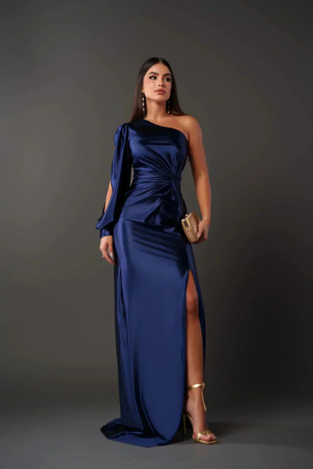 Estella - One-Sleeve Elegant Wedding Guest Maxi Dress
