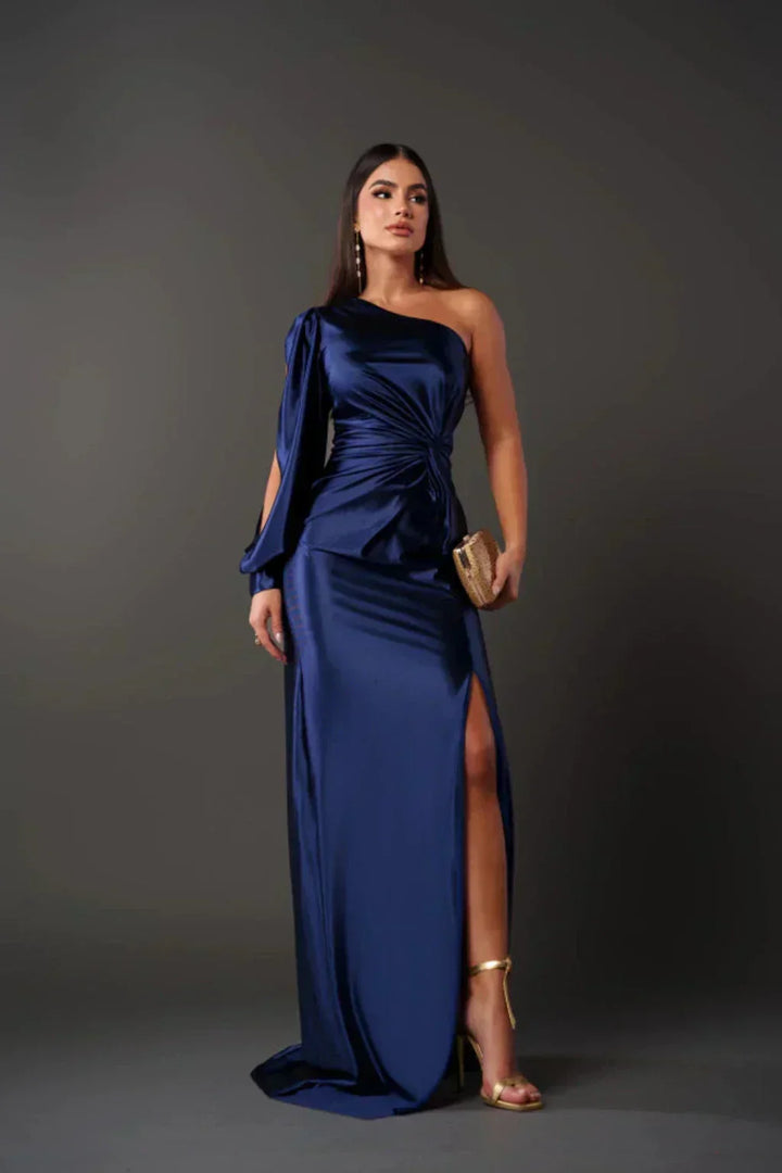 Estella - One-Sleeve Elegant Wedding Guest Maxi Dress