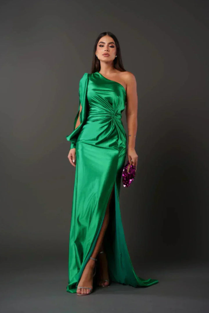 Estella - One-Sleeve Elegant Wedding Guest Maxi Dress