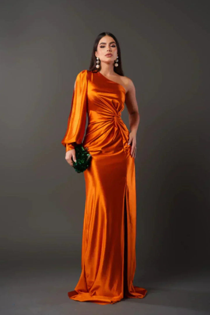 Estella - One-Sleeve Elegant Wedding Guest Maxi Dress