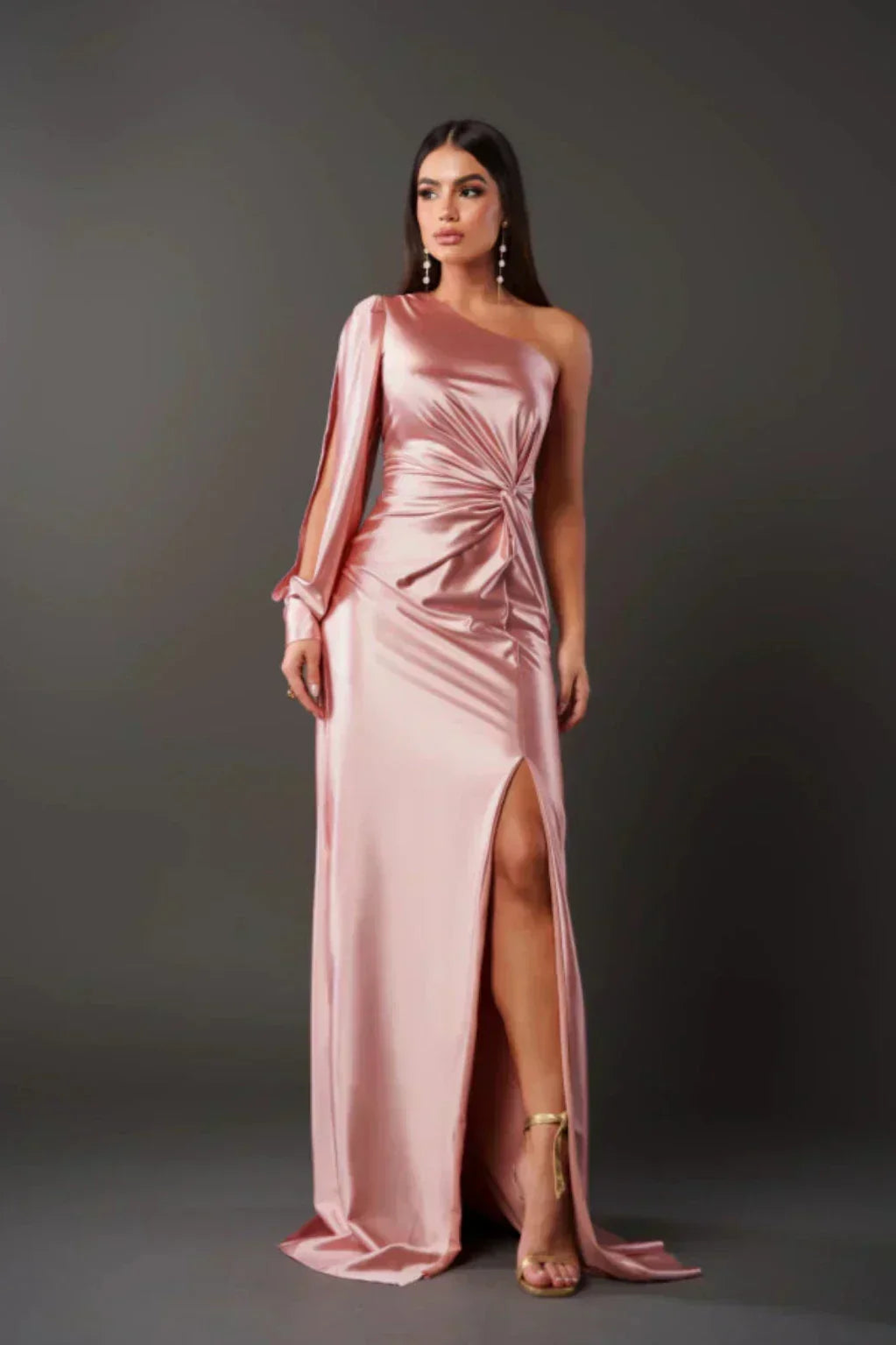 Estella - One-Sleeve Elegant Wedding Guest Maxi Dress