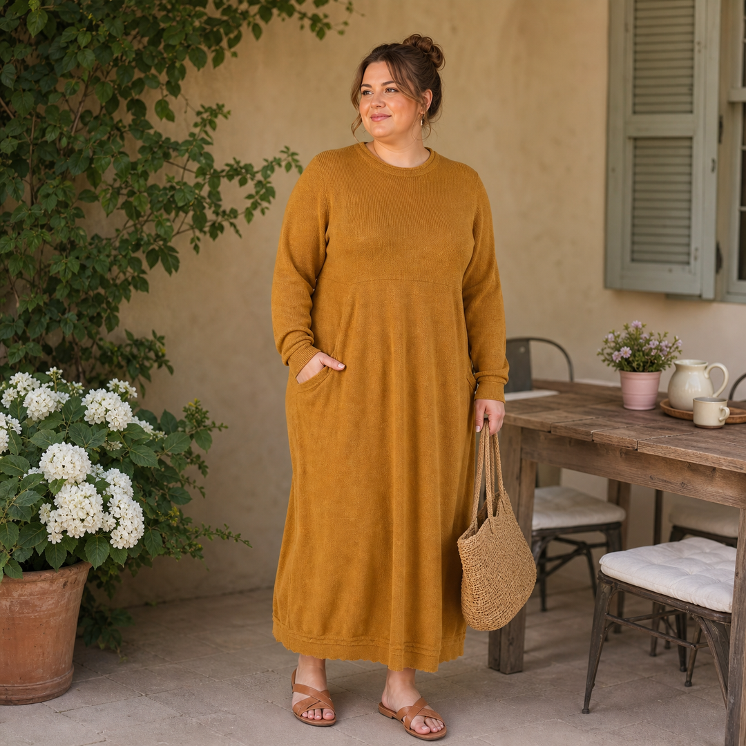 Mara Knitted Maxi Dress – Cozy Long Sleeve Oversized Dress