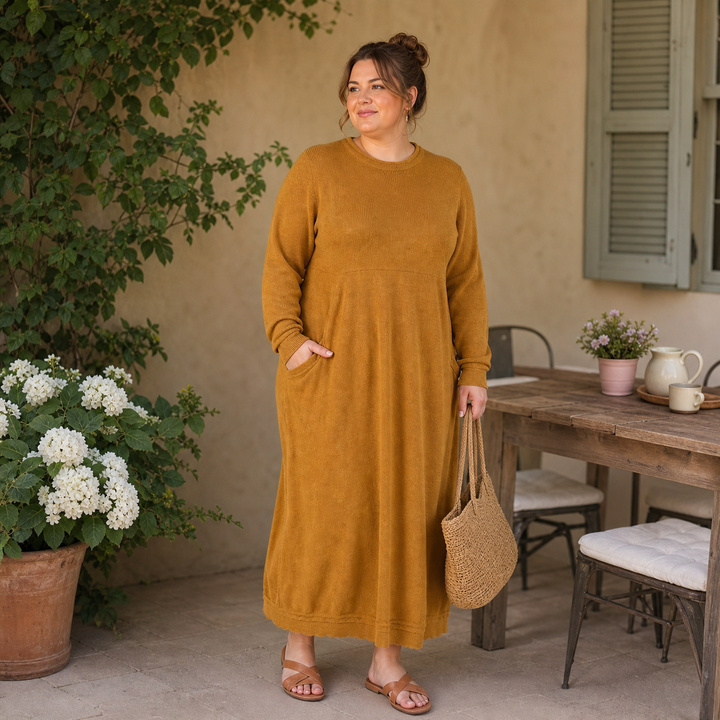 Mara Knitted Maxi Dress – Cozy Long Sleeve Oversized Dress