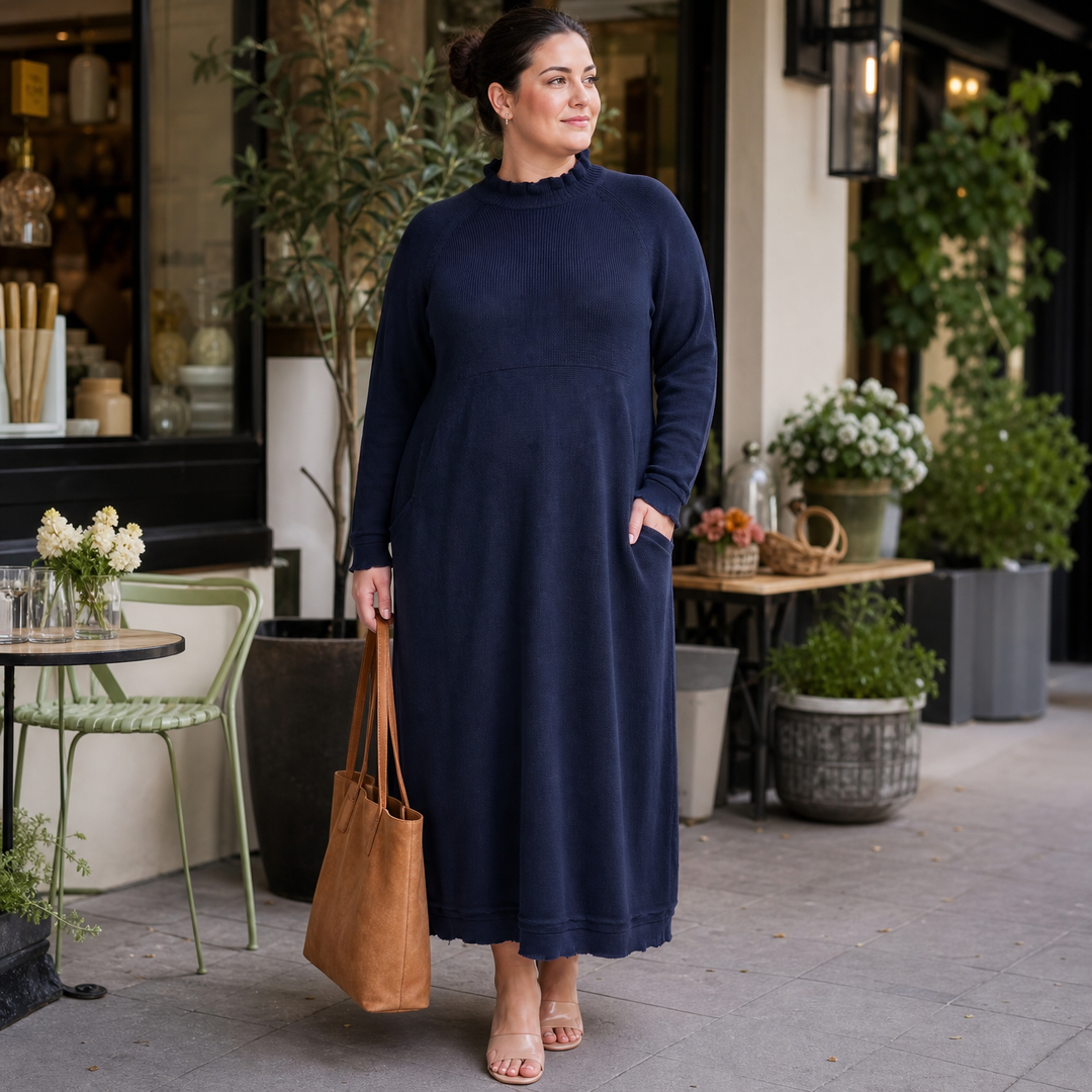Mara Knitted Maxi Dress – Cozy Long Sleeve Oversized Dress