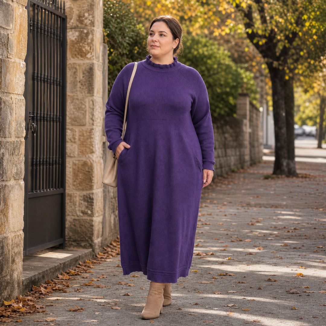 Mara Knitted Maxi Dress – Cozy Long Sleeve Oversized Dress