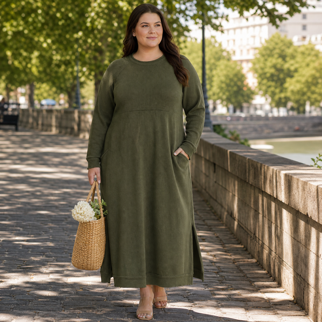 Mara Knitted Maxi Dress – Cozy Long Sleeve Oversized Dress