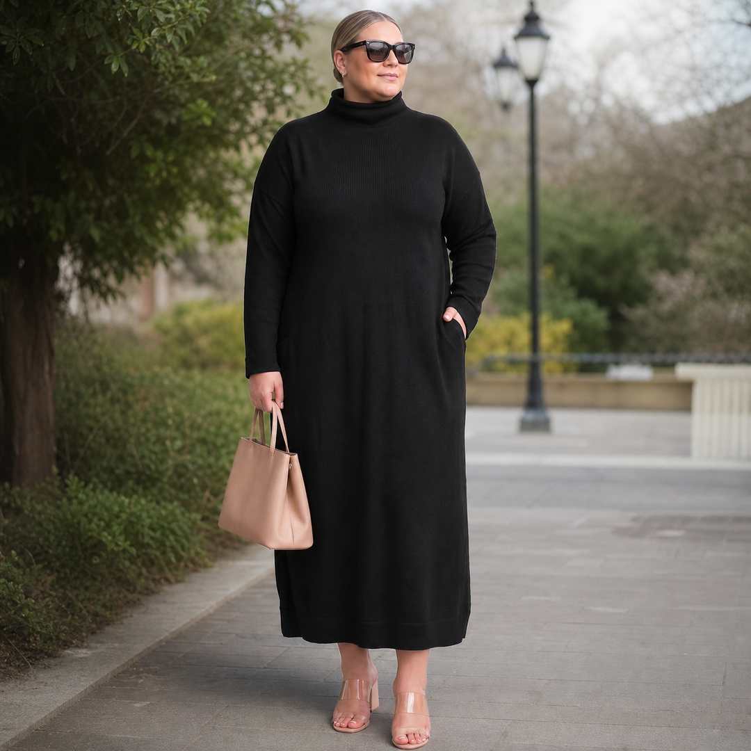 Mara Knitted Maxi Dress – Cozy Long Sleeve Oversized Dress