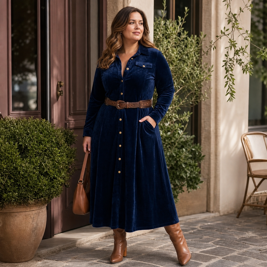 Milana | Long Suede Dress with Slit